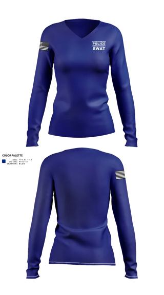 Womens Long Sleeve Vneck Shirt, Harrisonburg Police Department SWAT, , Teamtime, Team time, sublimation, custom sports apparel, team uniforms, spirit wear, spiritwear, sports uniforms, custom shirts, team store, custom team store, fundraiser sports, apparel fundraiser