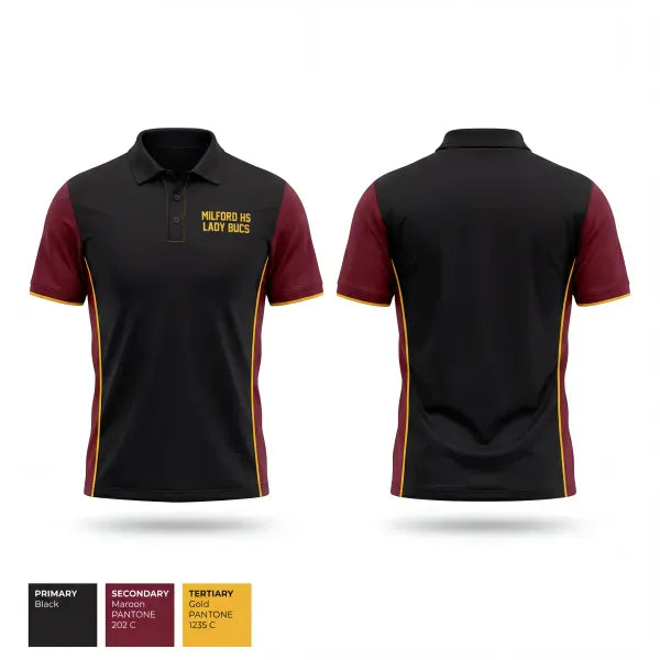 Short Sleeve Performance Polo, Milford hs lady Bucs, Women's Lacrosse, Teamtime, Team time, sublimation, custom sports apparel, team uniforms, spirit wear, spiritwear, sports uniforms, custom shirts, team store, custom team store, fundraiser sports, apparel fundraiser