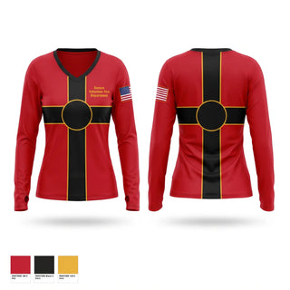 Womens Long Sleeve Vneck Shirt, Sonora Volunteer Fire Department, Fire Department, Teamtime, Team time, sublimation, custom sports apparel, team uniforms, spirit wear, spiritwear, sports uniforms, custom shirts, team store, custom team store, fundraiser sports, apparel fundraiser