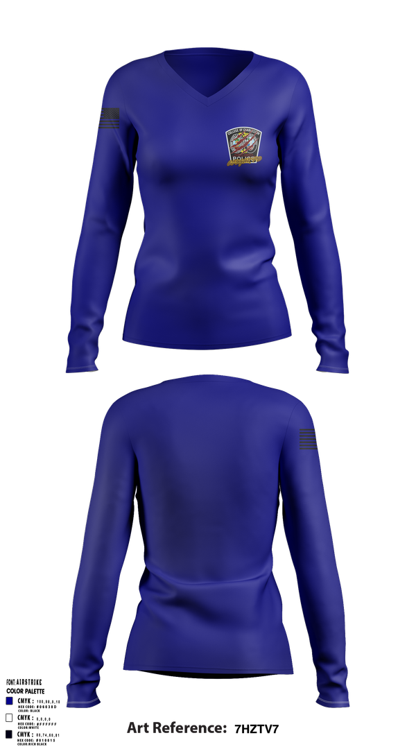 Womens Long Sleeve Vneck Shirt, COC Police, Police, Teamtime, Team time, sublimation, custom sports apparel, team uniforms, spirit wear, spiritwear, sports uniforms, custom shirts, team store, custom team store, fundraiser sports, apparel fundraiser