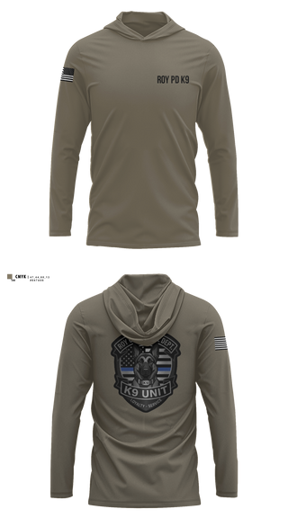 Long Sleeve Performance Shirt with hood, Roy Cit Police K9, Police, Teamtime, Team time, sublimation, custom sports apparel, team uniforms, spirit wear, spiritwear, sports uniforms, custom shirts, team store, custom team store, fundraiser sports, apparel fundraiser