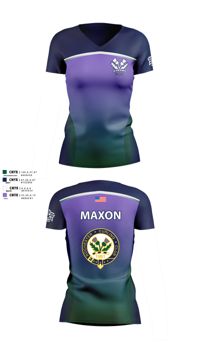 Rochester Curling Club Women's Short Sleeve V-neck Shirt - 100