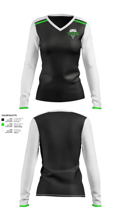 Vipers 16996176 Women's Long Sleeve V-neck Shirt - 1