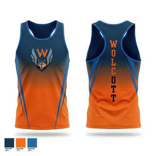 Mens Track Singlet, Wolcott Wolves, Track & Field, Teamtime, Team time, sublimation, custom sports apparel, team uniforms, spirit wear, spiritwear, sports uniforms, custom shirts, team store, custom team store, fundraiser sports, apparel fundraiser