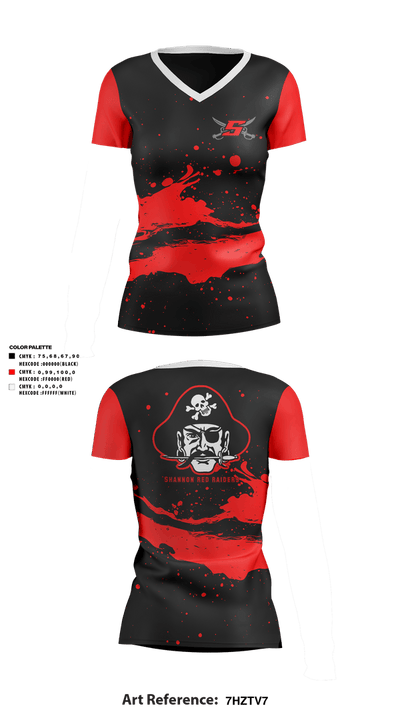 Shannon Red Raiders Women's Short Sleeve V-neck Shirt - 2