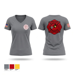 Womens Short Sleeve Vneck Shirt, IAFF Local 4275, Fire Department, Teamtime, Team time, sublimation, custom sports apparel, team uniforms, spirit wear, spiritwear, sports uniforms, custom shirts, team store, custom team store, fundraiser sports, apparel fundraiser
