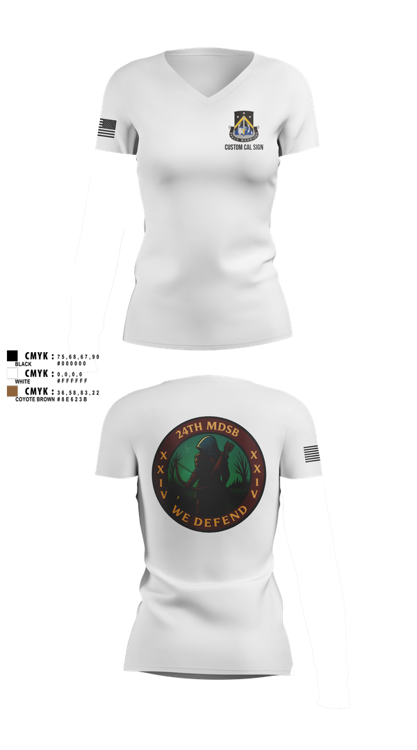 Womens Short Sleeve Vneck Shirt, 24th MDSB, Army, Teamtime, Team time, sublimation, custom sports apparel, team uniforms, spirit wear, spiritwear, sports uniforms, custom shirts, team store, custom team store, fundraiser sports, apparel fundraiser