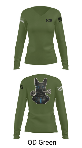 Womens Long Sleeve Vneck Shirt, Willoughby K9, Police, Teamtime, Team time, sublimation, custom sports apparel, team uniforms, spirit wear, spiritwear, sports uniforms, custom shirts, team store, custom team store, fundraiser sports, apparel fundraiser