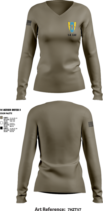 1-4 Cav 62172182 Women's Long Sleeve V-neck Shirt - 4