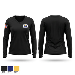Womens Long Sleeve Vneck Shirt, Swain County Rescue Squad, Fire Department, Teamtime, Team time, sublimation, custom sports apparel, team uniforms, spirit wear, spiritwear, sports uniforms, custom shirts, team store, custom team store, fundraiser sports, apparel fundraiser