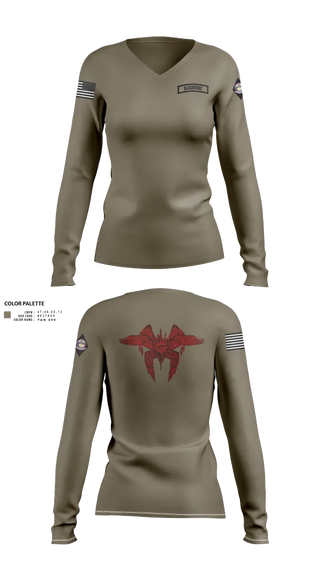 Womens Long Sleeve Vneck Shirt, Blackfoot 2nd platoon, , Teamtime, Team time, sublimation, custom sports apparel, team uniforms, spirit wear, spiritwear, sports uniforms, custom shirts, team store, custom team store, fundraiser sports, apparel fundraiser