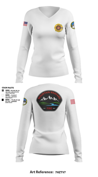 Womens Long Sleeve Vneck Shirt, Marine Corps Mountain Warfare Training Center Fire Department, , Teamtime, Team time, sublimation, custom sports apparel, team uniforms, spirit wear, spiritwear, sports uniforms, custom shirts, team store, custom team store, fundraiser sports, apparel fundraiser