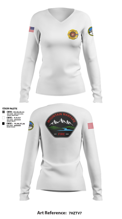 Marine Corps Mountain Warfare Training Center Fire Department 41101347 Women's Long Sleeve V-neck Shirt - 2