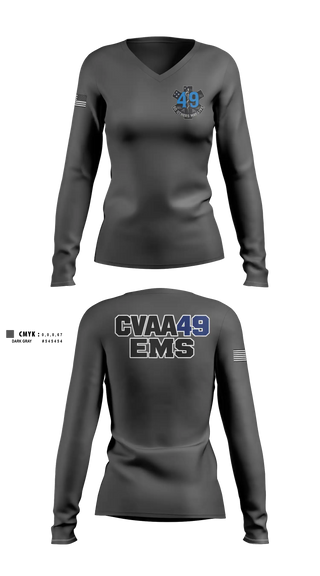 Womens Long Sleeve Vneck Shirt, Coudersport Ems, EMS/EMT, Teamtime, Team time, sublimation, custom sports apparel, team uniforms, spirit wear, spiritwear, sports uniforms, custom shirts, team store, custom team store, fundraiser sports, apparel fundraiser