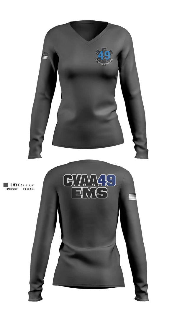 Womens Long Sleeve Vneck Shirt, Coudersport Ems, EMS/EMT, Teamtime, Team time, sublimation, custom sports apparel, team uniforms, spirit wear, spiritwear, sports uniforms, custom shirts, team store, custom team store, fundraiser sports, apparel fundraiser