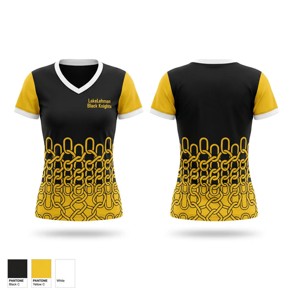Womens Short Sleeve Vneck Shirt, Lake-Lehman Black Knights, Men's Basketball, Teamtime, Team time, sublimation, custom sports apparel, team uniforms, spirit wear, spiritwear, sports uniforms, custom shirts, team store, custom team store, fundraiser sports, apparel fundraiser