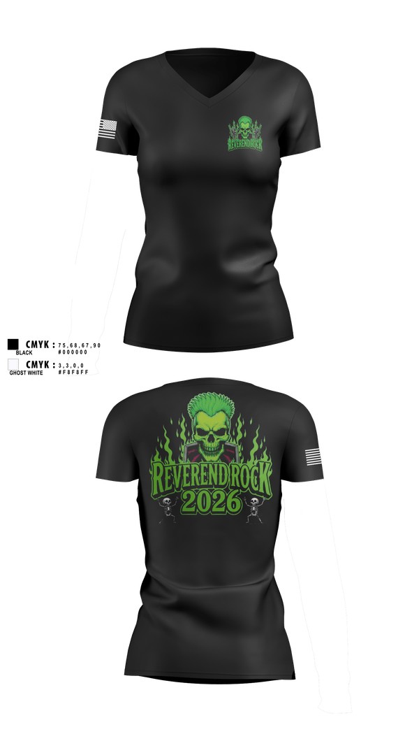 Womens Short Sleeve Vneck Shirt, Reverend Rock, , Teamtime, Team time, sublimation, custom sports apparel, team uniforms, spirit wear, spiritwear, sports uniforms, custom shirts, team store, custom team store, fundraiser sports, apparel fundraiser