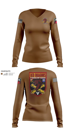 Womens Long Sleeve Vneck Shirt, 2-306th FAR, Army, Teamtime, Team time, sublimation, custom sports apparel, team uniforms, spirit wear, spiritwear, sports uniforms, custom shirts, team store, custom team store, fundraiser sports, apparel fundraiser