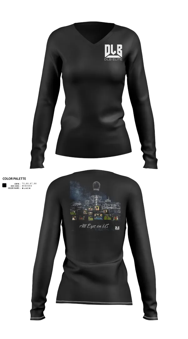 Womens Long Sleeve Vneck Shirt, DLB Elite, , Teamtime, Team time, sublimation, custom sports apparel, team uniforms, spirit wear, spiritwear, sports uniforms, custom shirts, team store, custom team store, fundraiser sports, apparel fundraiser
