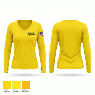 Womens Long Sleeve Vneck Shirt, Moultrie Fire Department, Fire Department, Teamtime, Team time, sublimation, custom sports apparel, team uniforms, spirit wear, spiritwear, sports uniforms, custom shirts, team store, custom team store, fundraiser sports, apparel fundraiser