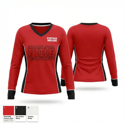 Portage Indians 77552010 Women's Long Sleeve V-neck Shirt - 1
