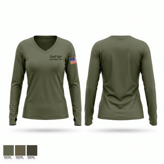 Womens Long Sleeve Vneck Shirt, 2nd lar 2nd mardiv, Marines, Teamtime, Team time, sublimation, custom sports apparel, team uniforms, spirit wear, spiritwear, sports uniforms, custom shirts, team store, custom team store, fundraiser sports, apparel fundraiser