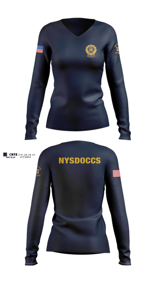 Womens Long Sleeve Vneck Shirt, NYSDOCCS, Police, Teamtime, Team time, sublimation, custom sports apparel, team uniforms, spirit wear, spiritwear, sports uniforms, custom shirts, team store, custom team store, fundraiser sports, apparel fundraiser
