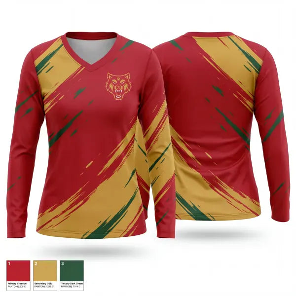 Womens Long Sleeve Vneck Shirt, Rome jr wolves, , Teamtime, Team time, sublimation, custom sports apparel, team uniforms, spirit wear, spiritwear, sports uniforms, custom shirts, team store, custom team store, fundraiser sports, apparel fundraiser