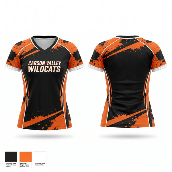 Womens Short Sleeve Vneck Shirt, Carson Valley Wildcats, Wrestling, Teamtime, Team time, sublimation, custom sports apparel, team uniforms, spirit wear, spiritwear, sports uniforms, custom shirts, team store, custom team store, fundraiser sports, apparel fundraiser