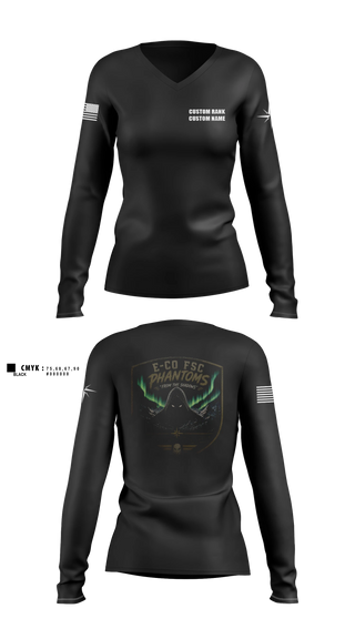 Womens Long Sleeve Vneck Shirt, E. Co 1-229 mx, Army, Teamtime, Team time, sublimation, custom sports apparel, team uniforms, spirit wear, spiritwear, sports uniforms, custom shirts, team store, custom team store, fundraiser sports, apparel fundraiser