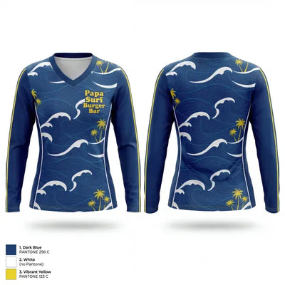 Papa Surf Burger Bar 11064134 Women's Long Sleeve V-neck Shirt - 1
