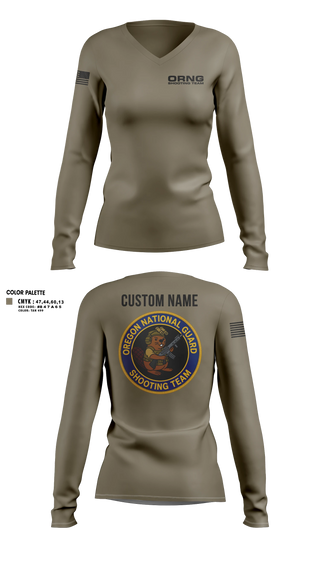 Womens Long Sleeve Vneck Shirt, Oregon national guard shooting team, Army, Teamtime, Team time, sublimation, custom sports apparel, team uniforms, spirit wear, spiritwear, sports uniforms, custom shirts, team store, custom team store, fundraiser sports, apparel fundraiser