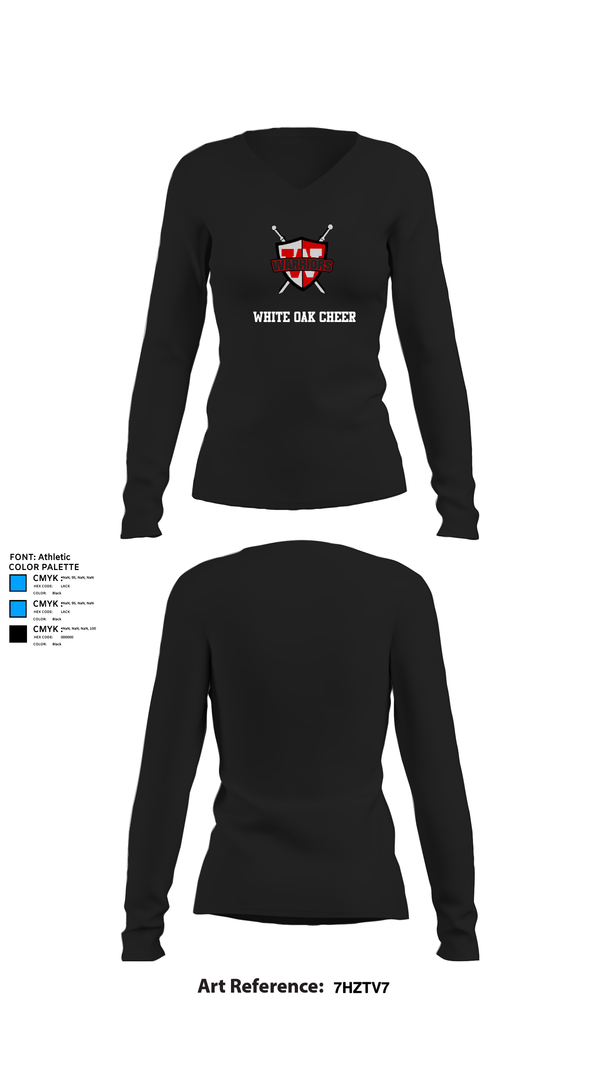 Womens Long Sleeve Vneck Shirt, White Oak Cheer, Cheer, Teamtime, Team time, sublimation, custom sports apparel, team uniforms, spirit wear, spiritwear, sports uniforms, custom shirts, team store, custom team store, fundraiser sports, apparel fundraiser