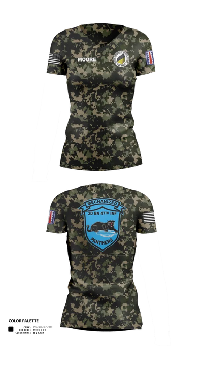 C Co 2-47 197th Infantry Brigade 20243468 Women's Short Sleeve V-neck Shirt - 21