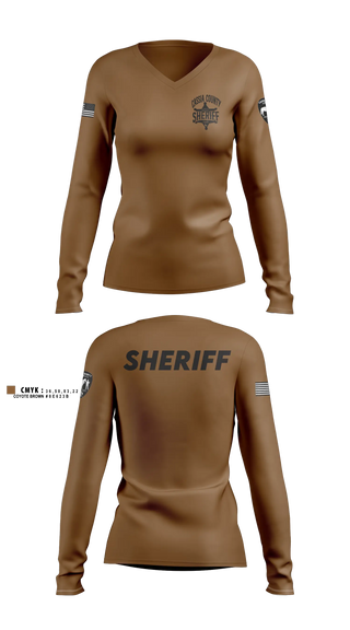 Womens Long Sleeve Vneck Shirt, Cassia County Sheriff’s Office, Police, Teamtime, Team time, sublimation, custom sports apparel, team uniforms, spirit wear, spiritwear, sports uniforms, custom shirts, team store, custom team store, fundraiser sports, apparel fundraiser
