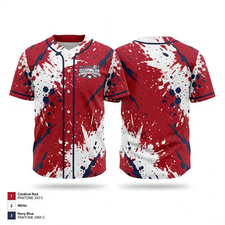 Full Button Baseball Jersey, Clearwater Little League, Baseball, Teamtime, Team time, sublimation, custom sports apparel, team uniforms, spirit wear, spiritwear, sports uniforms, custom shirts, team store, custom team store, fundraiser sports, apparel fundraiser