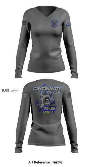 Womens Long Sleeve Vneck Shirt, Cincinnati PD Marine Patrol, Police, Teamtime, Team time, sublimation, custom sports apparel, team uniforms, spirit wear, spiritwear, sports uniforms, custom shirts, team store, custom team store, fundraiser sports, apparel fundraiser