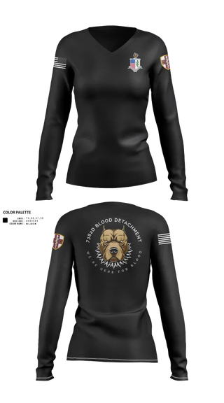 Womens Long Sleeve Vneck Shirt, 7236 Medical Support Unit, Army, Teamtime, Team time, sublimation, custom sports apparel, team uniforms, spirit wear, spiritwear, sports uniforms, custom shirts, team store, custom team store, fundraiser sports, apparel fundraiser