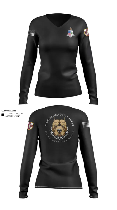 7236 Medical Support Unit 23700208 Women's Long Sleeve V-neck Shirt - 21