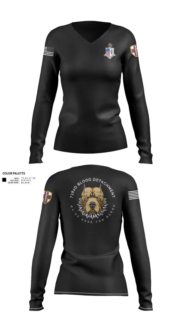 Womens Long Sleeve Vneck Shirt, 7236 Medical Support Unit, Army, Teamtime, Team time, sublimation, custom sports apparel, team uniforms, spirit wear, spiritwear, sports uniforms, custom shirts, team store, custom team store, fundraiser sports, apparel fundraiser