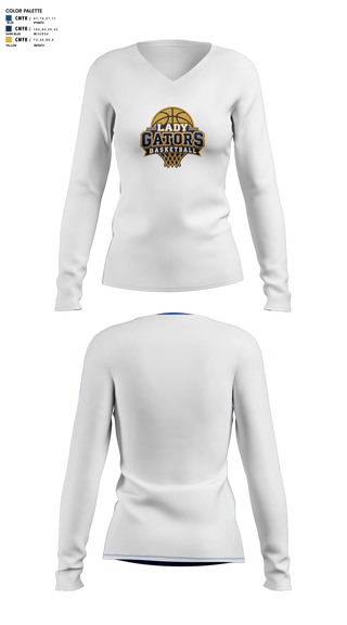 Womens Long Sleeve Vneck Shirt, Lady Gators Basketball, Women's Basketball, Teamtime, Team time, sublimation, custom sports apparel, team uniforms, spirit wear, spiritwear, sports uniforms, custom shirts, team store, custom team store, fundraiser sports, apparel fundraiser
