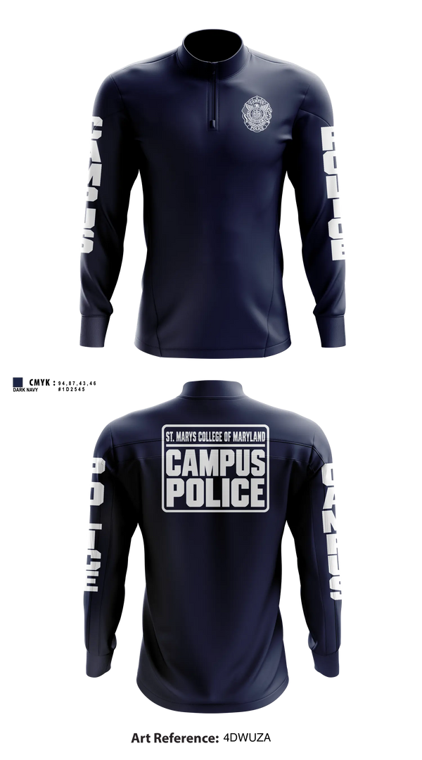 Quarter Zip Jacket, St. Marys College of Maryland Campus Police, Police, Teamtime, Team time, sublimation, custom sports apparel, team uniforms, spirit wear, spiritwear, sports uniforms, custom shirts, team store, custom team store, fundraiser sports, apparel fundraiser