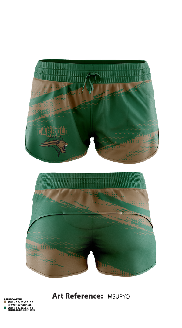 Womens Shorts, Archbishop Carroll Cheer, Cheer, Teamtime, Team time, sublimation, custom sports apparel, team uniforms, spirit wear, spiritwear, sports uniforms, custom shirts, team store, custom team store, fundraiser sports, apparel fundraiser