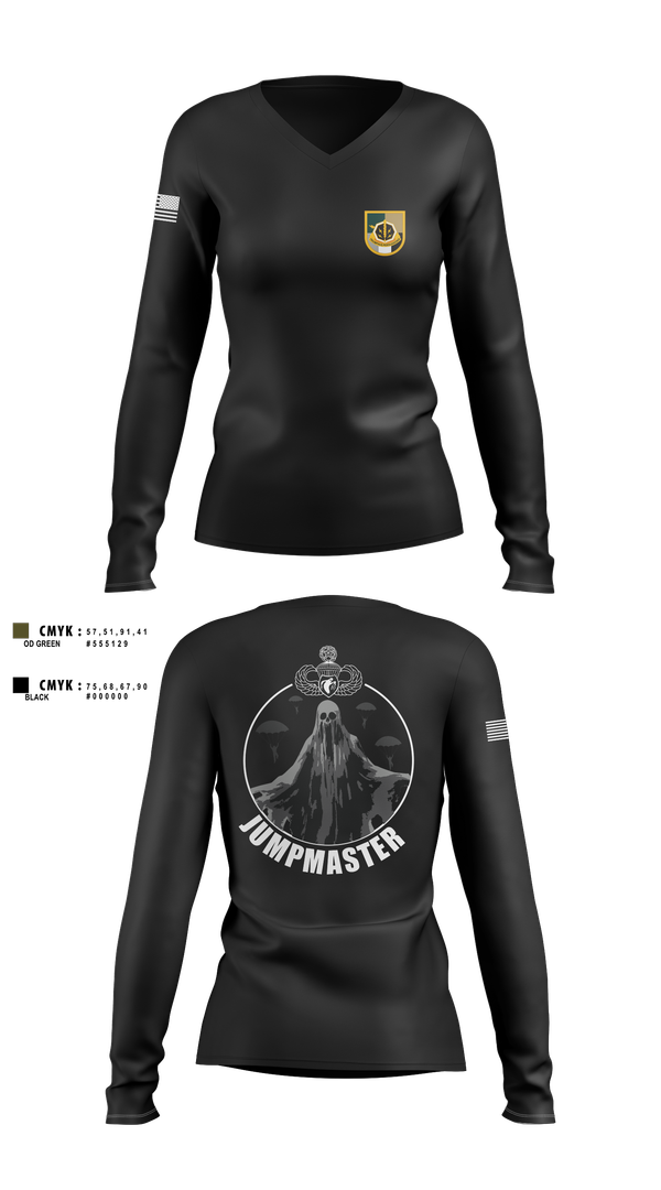 Womens Long Sleeve Vneck Shirt, A Co 8th Psy-B, Army, Teamtime, Team time, sublimation, custom sports apparel, team uniforms, spirit wear, spiritwear, sports uniforms, custom shirts, team store, custom team store, fundraiser sports, apparel fundraiser