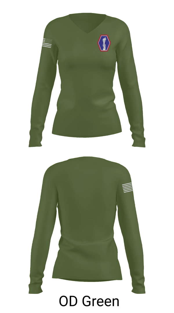 Womens Long Sleeve Vneck Shirt, 100 Battalion 442 Infantry, Army, Teamtime, Team time, sublimation, custom sports apparel, team uniforms, spirit wear, spiritwear, sports uniforms, custom shirts, team store, custom team store, fundraiser sports, apparel fundraiser