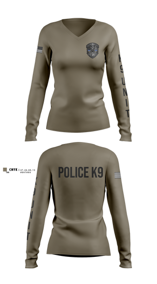 Womens Long Sleeve Vneck Shirt, Roy Cit Police K9, Police, Teamtime, Team time, sublimation, custom sports apparel, team uniforms, spirit wear, spiritwear, sports uniforms, custom shirts, team store, custom team store, fundraiser sports, apparel fundraiser