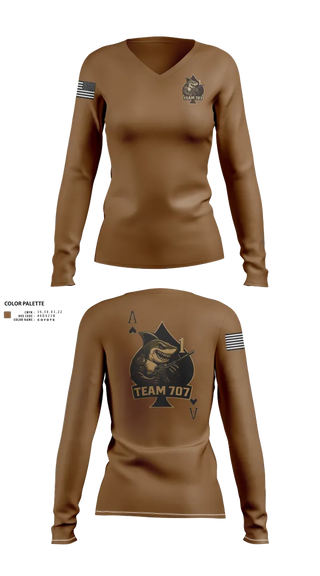 Womens Long Sleeve Vneck Shirt, MESG1 TEAM 707, Navy, Teamtime, Team time, sublimation, custom sports apparel, team uniforms, spirit wear, spiritwear, sports uniforms, custom shirts, team store, custom team store, fundraiser sports, apparel fundraiser