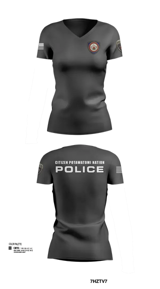 Womens Short Sleeve Vneck Shirt, Citizen Pottawatomie nation Police Department, Police, Teamtime, Team time, sublimation, custom sports apparel, team uniforms, spirit wear, spiritwear, sports uniforms, custom shirts, team store, custom team store, fundraiser sports, apparel fundraiser