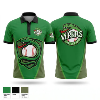 Short Sleeve Performance Polo, Eastern Iowa Vipers, Baseball, Teamtime, Team time, sublimation, custom sports apparel, team uniforms, spirit wear, spiritwear, sports uniforms, custom shirts, team store, custom team store, fundraiser sports, apparel fundraiser