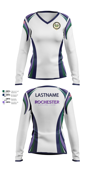 Womens Long Sleeve Vneck Shirt, Rochester Curling Club, Spirit Store, Teamtime, Team time, sublimation, custom sports apparel, team uniforms, spirit wear, spiritwear, sports uniforms, custom shirts, team store, custom team store, fundraiser sports, apparel fundraiser